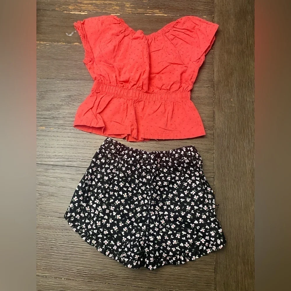 PENELOPE MACK Child Young Girl's Floral Pattern Shirt & Short 2pc set Size 3T
